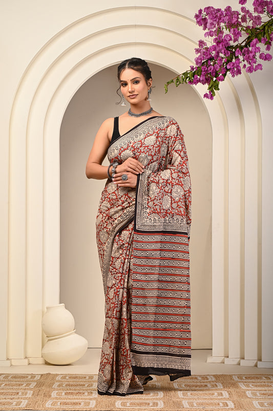 Floral Print Cotton Mulmul Sarees