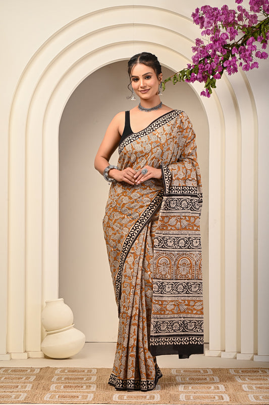 Floral Print Cotton Mulmul Sarees