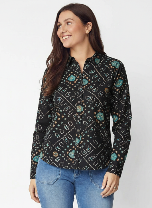 Women Traditional Bandhej Print Cotton Shirt