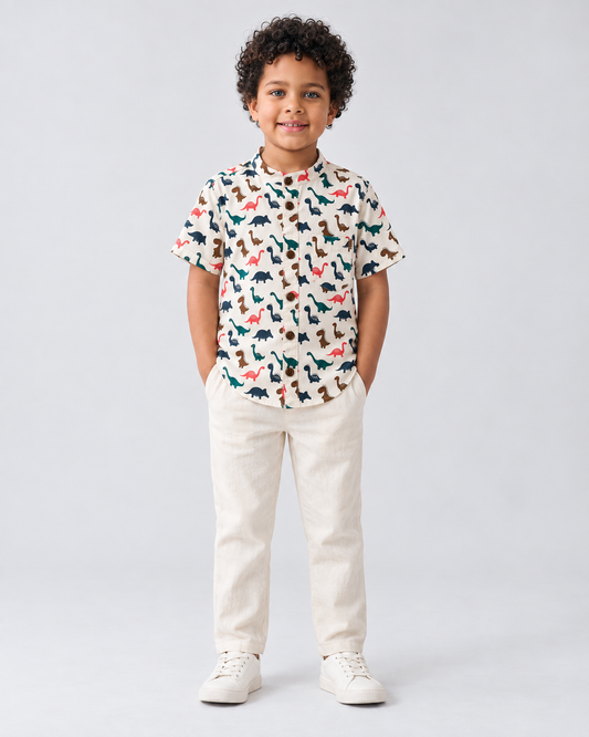 Kartikeya Jaipur Boys Dino Print Shirt