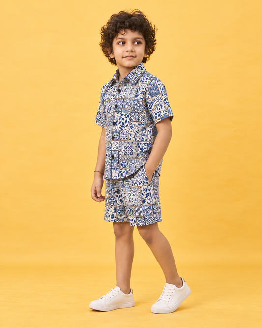 Kartikeye Jaipur Indigo Unisex Co ord Sets for Kids