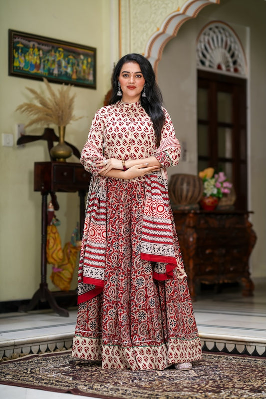 Hand Block Printed Rajasthani Lehenga