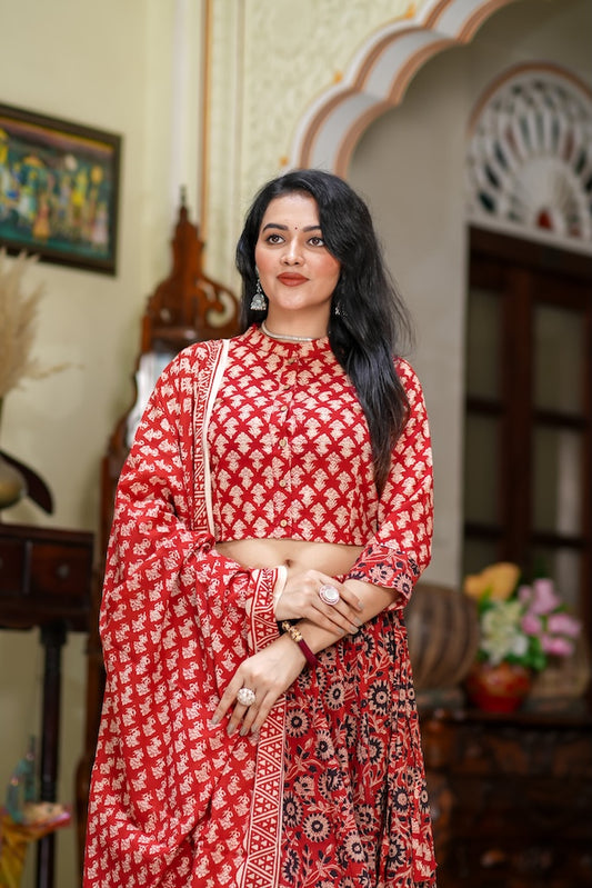 Hand Block Printed Rajasthani Lehenga