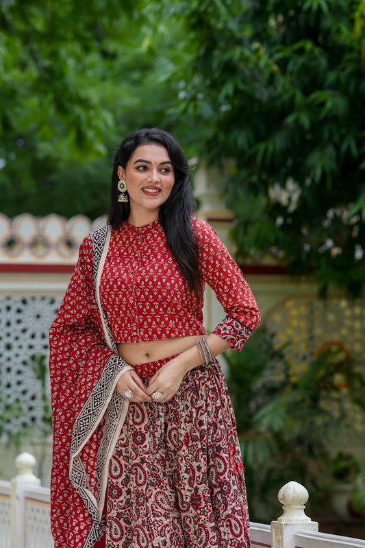 Hand Block Printed Rajasthani Lehenga