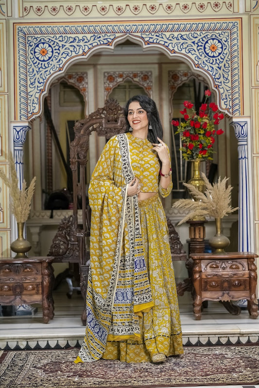 Hand Block Printed Rajasthani Lehenga