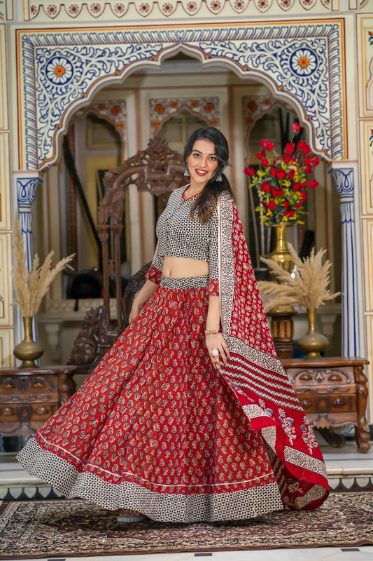 Hand Block Printed Rajasthani Lehenga