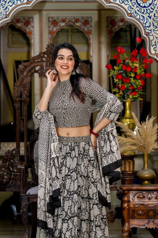 Hand Block Printed Rajasthani Lehenga