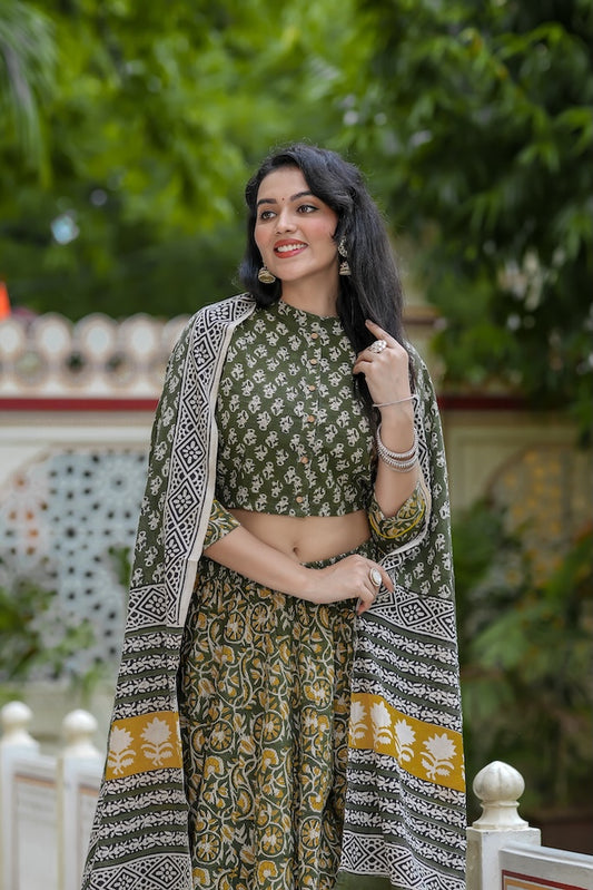 Hand Block Printed Rajasthani Lehenga