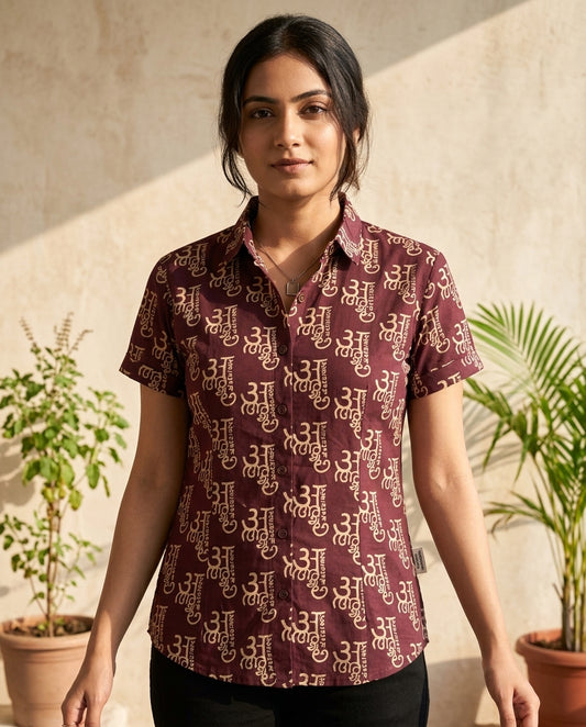 अक्षरमाला Cotton Half Sleeve Shirt for Women