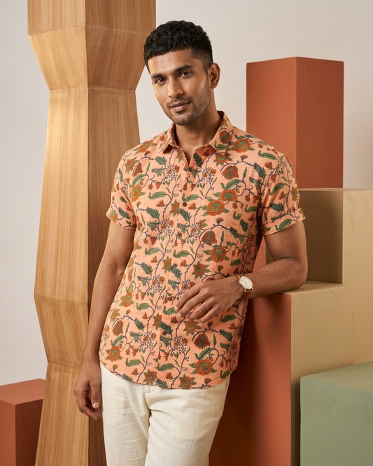 Floral Print Cotton Shirt For Men