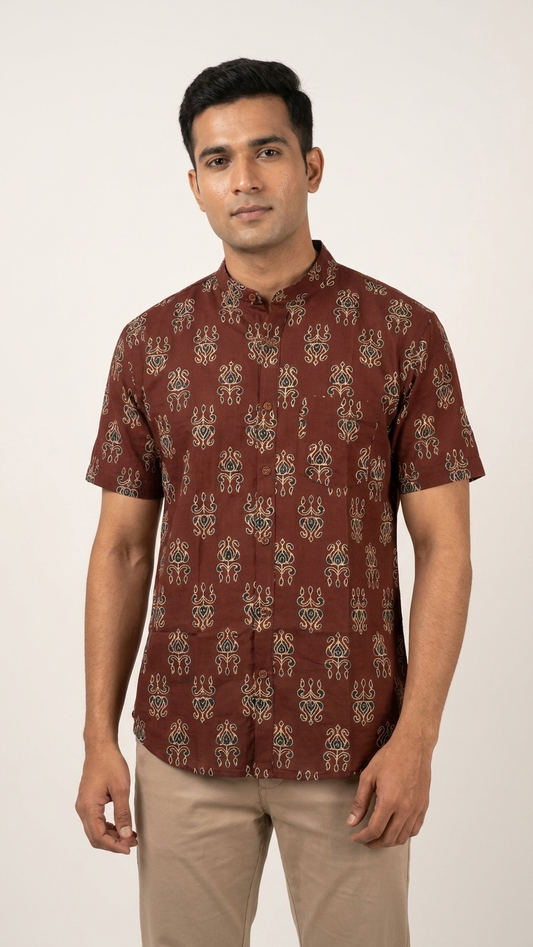 Sanganeri Print Half Sleeve Cotton Shirt for Men