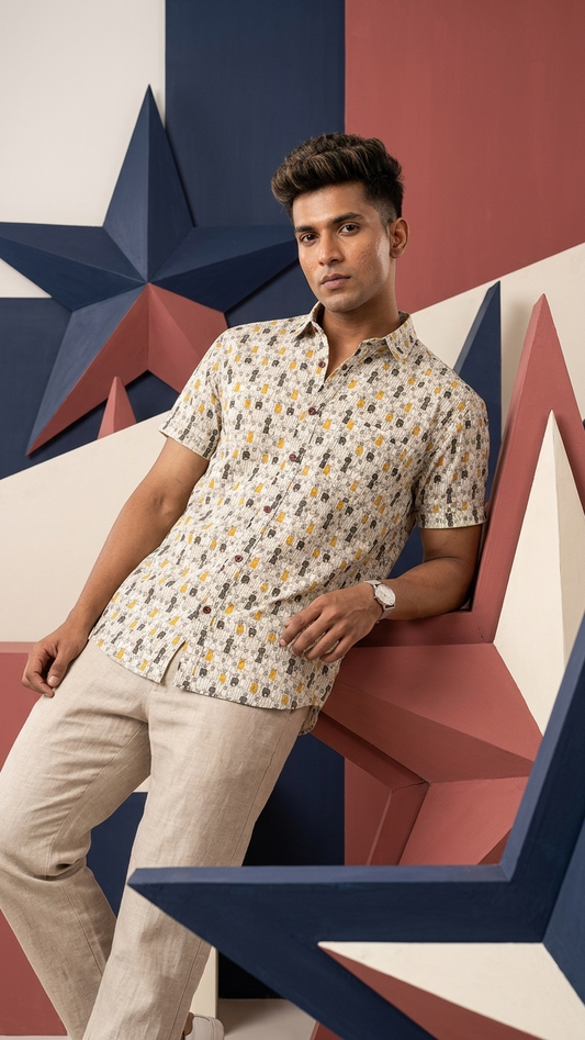 Trendy Art Design Cotton Shirt For Men By Kartikeya Jaipur