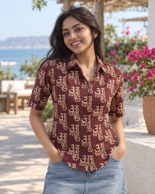 अक्षरमाला Cotton Half Sleeve Shirt for Women
