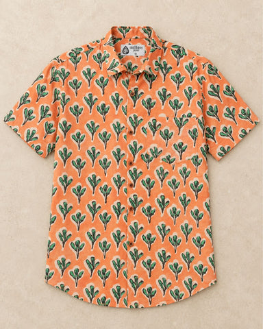 Orange Bold Floral Quirky Organic Mens Shirt