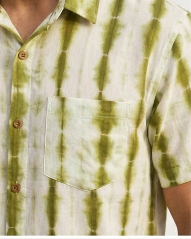 Organic Mint Tie Dye Mens Short Sleeves Cotton Shirt