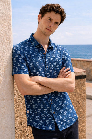 Indigo Katha Print Shirt for Men