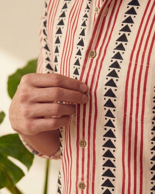 Classic Bagru Block Print Full Sleeves Cotton Men Shirt