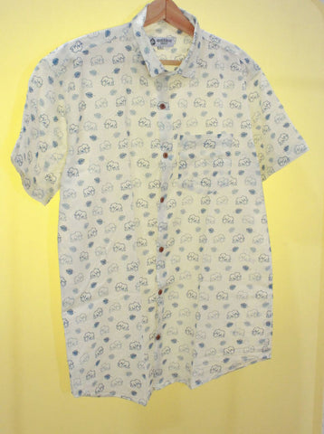Blue Elephant Print Shirt Men