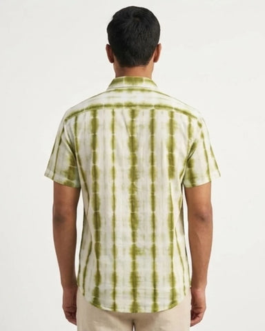 Organic Mint Tie Dye Mens Short Sleeves Cotton Shirt