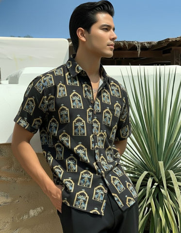Kartikeya Jaipur Cow Print Cotton Shirt for Men