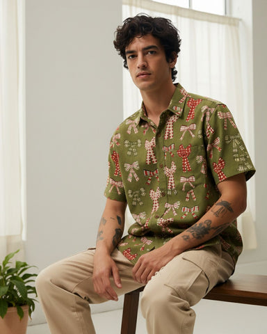 Holiday Christmas Shirt for men - Olive