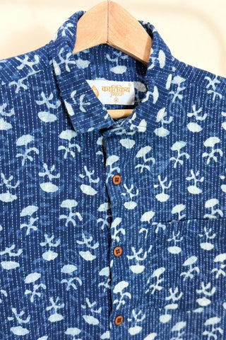 Indigo Katha Print Shirt for Men