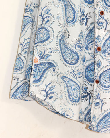 Paisley Print Block Printed Blue Full Sleeve Shirt