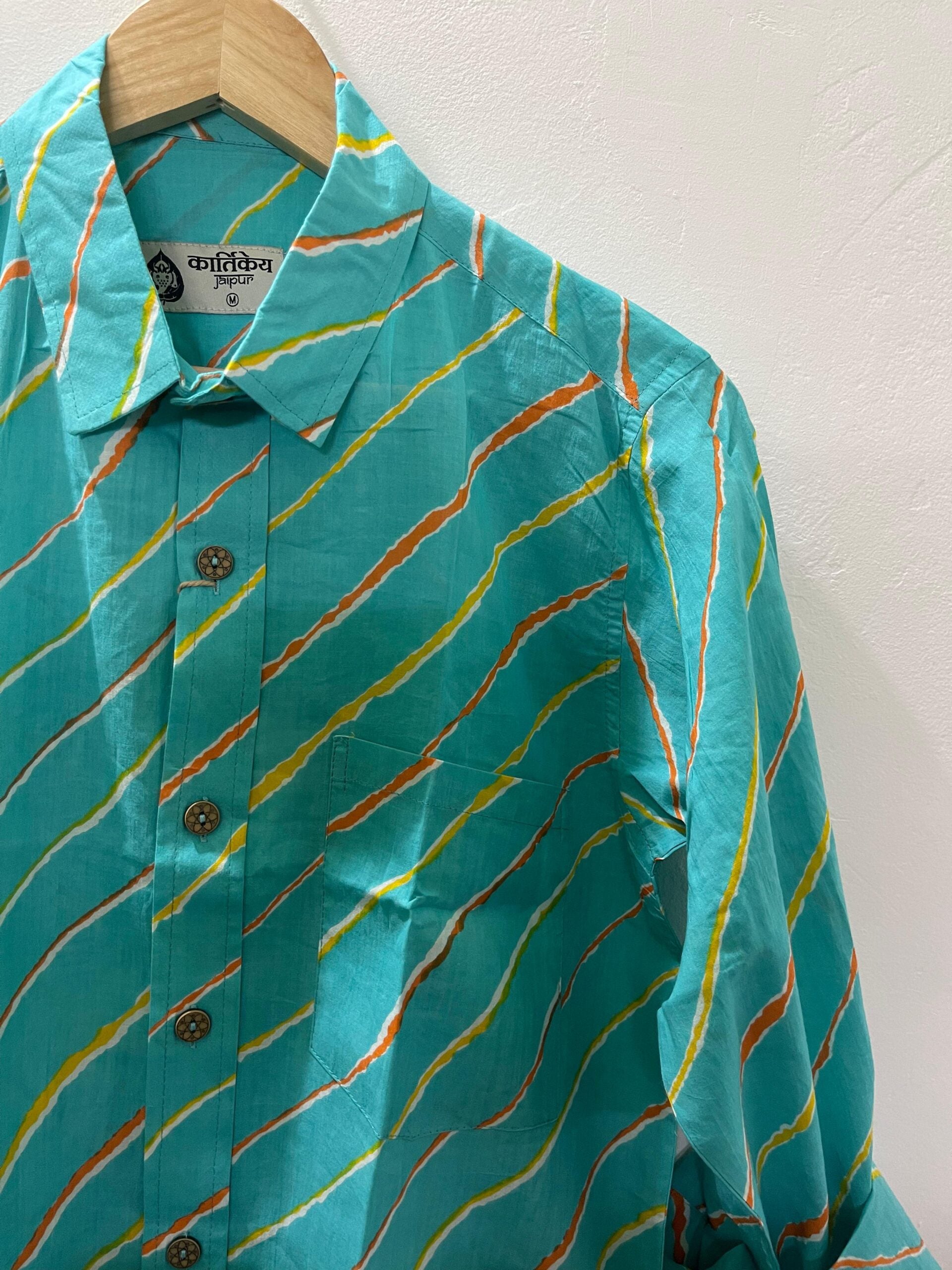 Leheriya Print Rajasthani full Sleeve Shirt for Men XXL