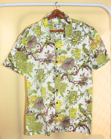 Tropical Print Cuban Collar Shirt