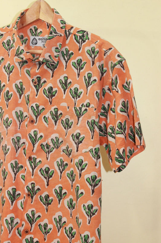 Orange Bold Floral Quirky Organic Mens Shirt