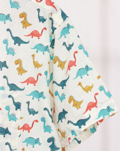 Dino Print Half Sleeve Cotton Men's Shirt