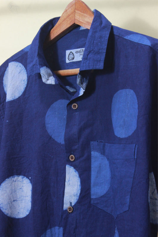 Hand Block Bold Polka Print Men's Shirt