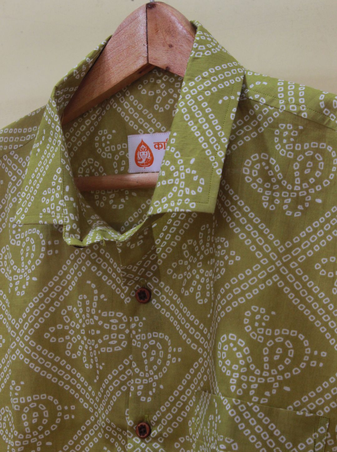 Bandhani Print Cotton Shirt for Men ( Brown Oak )