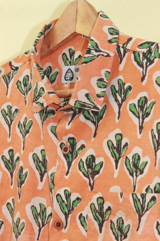 Orange Bold Floral Quirky Organic Mens Shirt