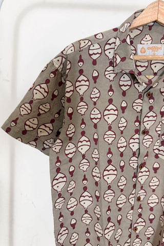 Quirky Fish Print Half Sleeve Cotton Shirt