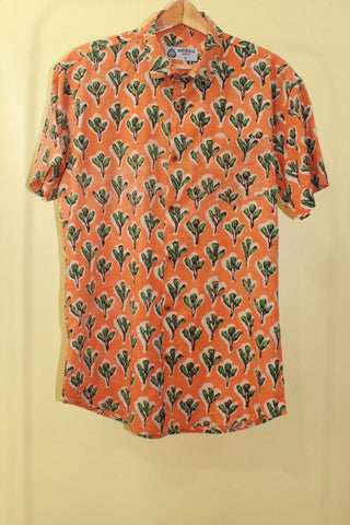Orange Bold Floral Quirky Organic Mens Shirt