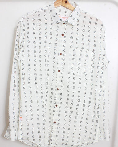 Full Sleeve Cotton Oriya Alphabet Print Classic Organic Shirt