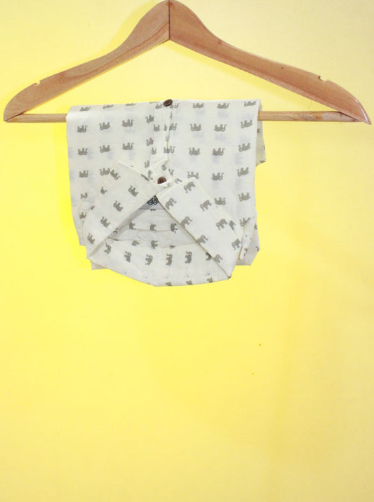 Miniature Elephant Print Plus Size Cotton Shirt for Men