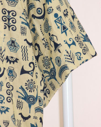 Green Tribal Print Cotton Classic Shirt for Men