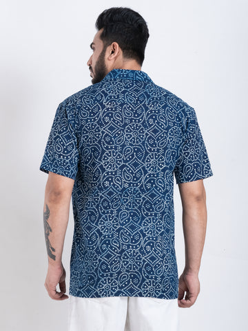 Bandhani Print Shirt in Indigo