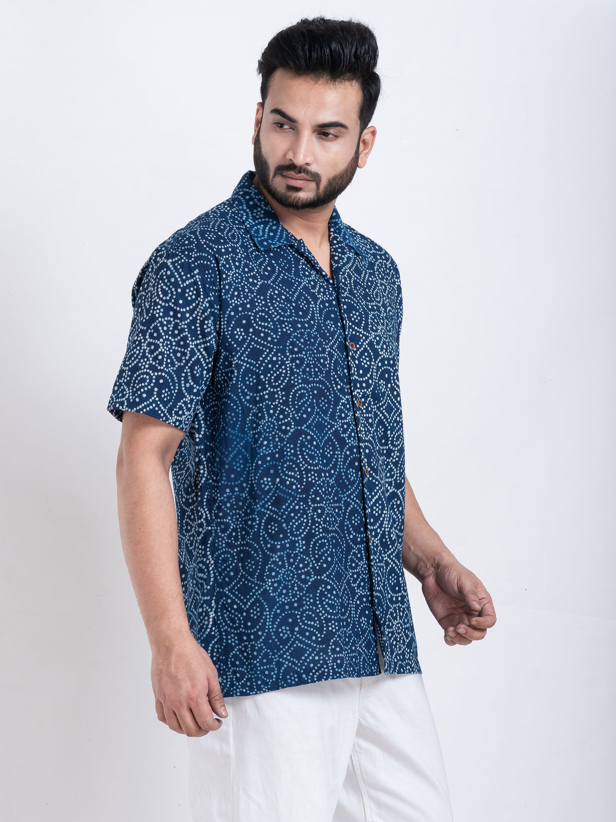 Bandhani Print Shirt in Indigo