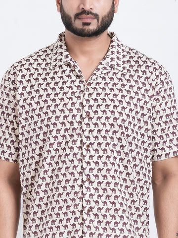 Brown Camel Print Shirt for Men