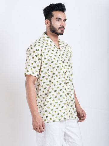 Elephant Print Cuban Collar Shirt