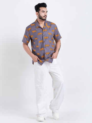 Tiger Print Cuban Shirt