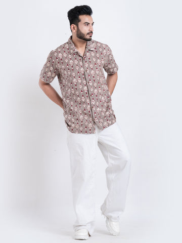 Quirky Print Cuban Shirt for Men