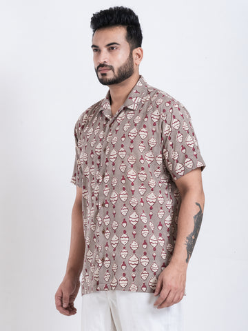 Quirky Print Cuban Shirt for Men