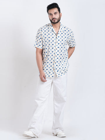 Quirky Elephant Print Cuban Shirt