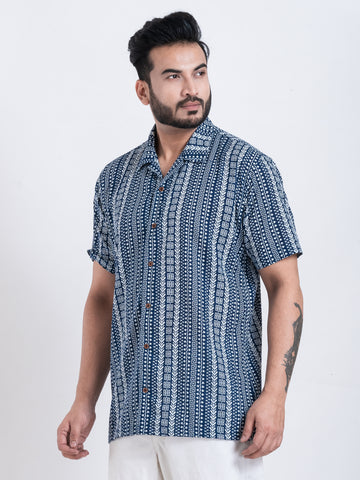 Tribal Print Cuban Shirt for Men