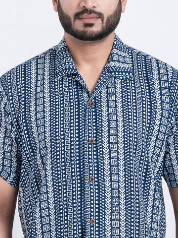 Tribal Print Cuban Shirt for Men