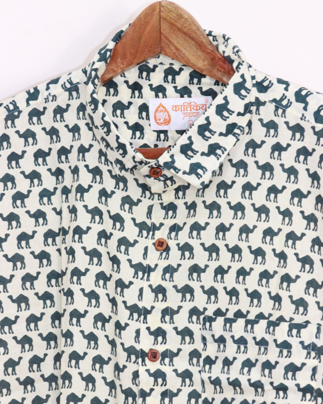 Jaisalmer Camel Print Half Sleeve Cotton Shirt for Men - Limited Edition